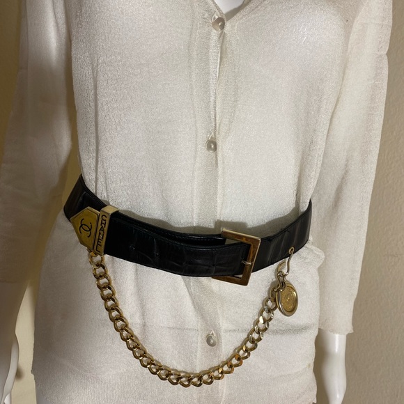Chanel Vintage Leather Drop Chain with Logo Detail Belt Size: 80cm - Picture 4 of 9